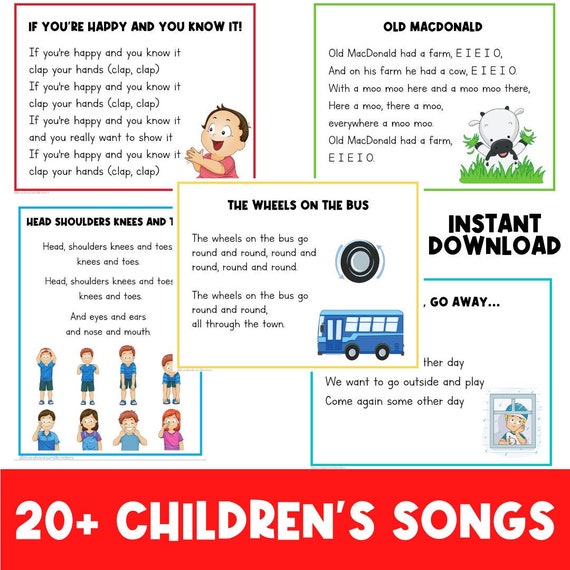 NURSEY RHYMES BUNDLE | Song Lyrics | Toddler and Preschool Activities | File Folder | Nursery Rhymes | Children's Songs | 5 Little Monkeys