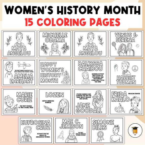 Women's History Month | Coloring Pages | Coloring Book | Women's History Activities | American History | Printable | Famous Women | Art