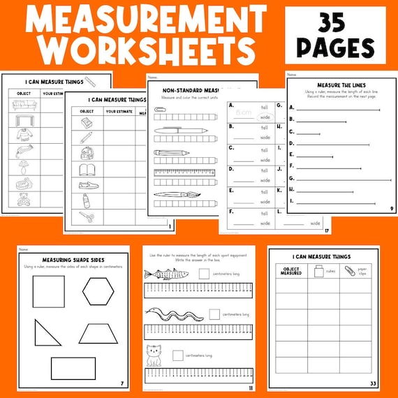 MATH MEASUREMENT WORKSHEETS | Math Worksheets | Measurements | Elementary Math | Stem | Ruler Activity | No Prep Worksheets | Kids Math