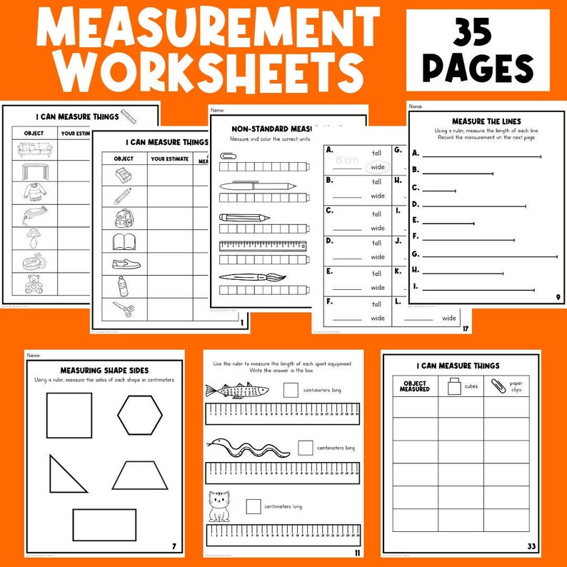 MATH MEASUREMENT WORKSHEETS | Math Worksheets | Measurements ...