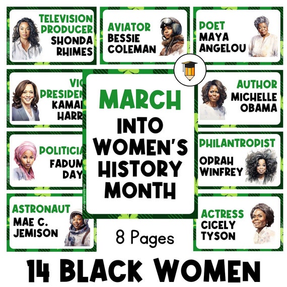 15 Women's History Month Posters | Bulletin Board Display | Women's History Decor | American History | Printable Banner | Famous Black Women