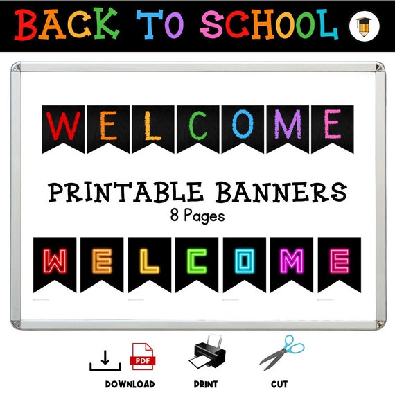 WELCOME BANNER | Printable Welcome Banner | Back to school banner | Printable school banner | School Decor | School Bulletin Board |