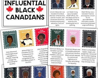 CANADESE zwarte geschiedeniszegels | Prikborddisplay | Zwart geschiedenisdecor | Afro-Amerikaanse geschiedenis | Afdrukbare banner | Canada: