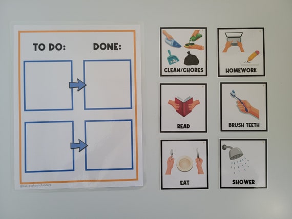 PHYSICAL COPY: To Do and Done | First Then Board  | Visual Aid | Visual Schedule | Toddler Behaviour | Behavior Chart | Task Card | Chores