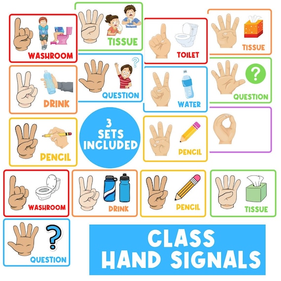 CLASS HAND SIGNALS | Sign Language Flashcards | Communication | Flash Cards | Busy Book | Autism | Hand Signals | Behavior Management