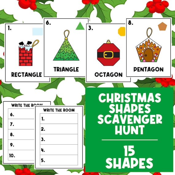 X-MAS SHAPES HUNT | Christmas Busy Book | Homeschool Printables | Preschool Kindergarten Worksheet | Christmas Activity Worksheets | Writing