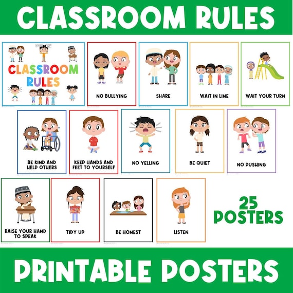 CLASSROOM RULES POSTERS | Whole Body Listening | Classroom Poster | Daycare | Educational Printable | Social Skills | Autism | Teachers