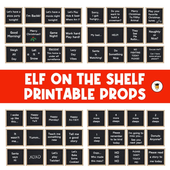 Printable Elf Props | Christmas Letterboards Printables | Elf Toy | Christmas Decor | Santa Cam | Elf Surveillance | Reindeer Watch