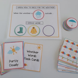 Learn About Weather | Busy Book | Weather Worksheets | Homeschool Curriculum | Montessori | Preschool Busy Book | Weather Flash Cards |
