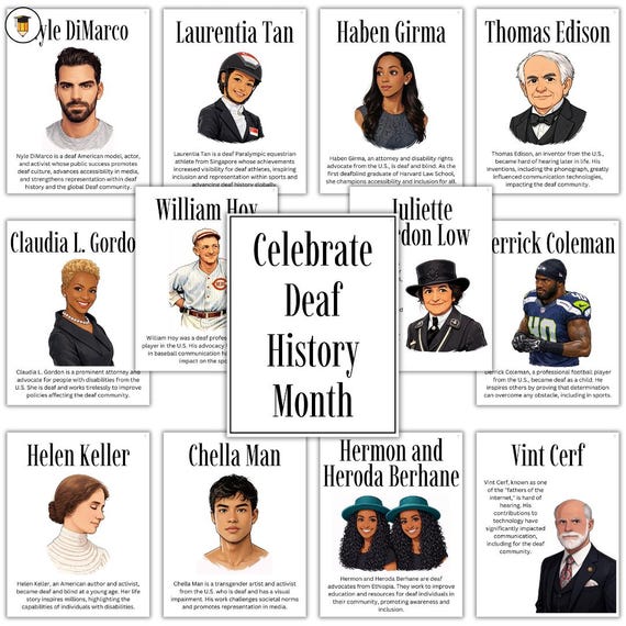 25 Deaf History Month Posters | Printable Bulletin Board Display | Famous Deaf People in History | Deaf Trailblazers | Hard of Hearing