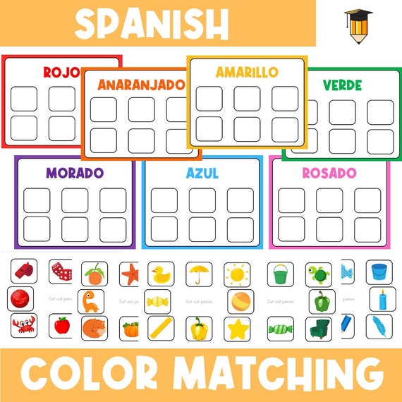 PHYSICAL COPY: SPANISH Color Matching | Colores | Shapes | Preschool | Printable | Spanish Activities | Espanol | Toddler | Sorting