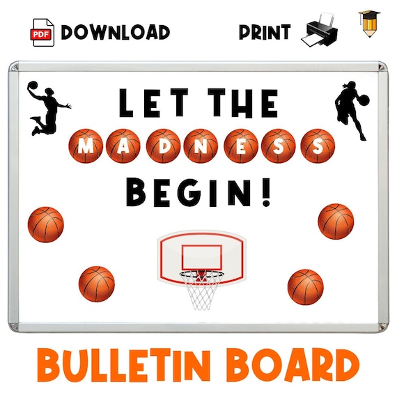 MARCH BASKETBALL | Bulletin Board | Classroom Decor | Basketball Display | Printable Poster | Basketball | Sports Bulletin | Gym | Athletes