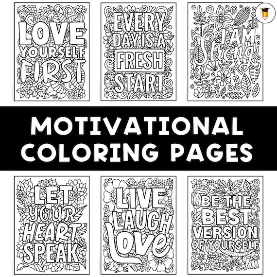 Motivational Coloring Pages | Adult Coloring Book | Positive | Daily Affirmation | Inspirational | Colouring Pages | Flower | Floral |
