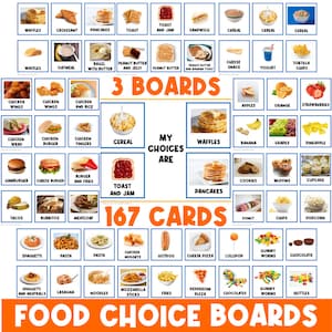 リアルな写真: 167 枚の食品カード + 3 つの選択ボード | 食品視覚補助 | 行動 | タスク カード | 自閉症 | 最初に次に | 食品の写真