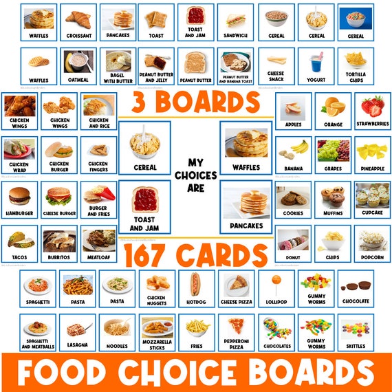 REAL PICTURES: 167 Food Cards + 3 Choice Boards | Food Visual Aid  | Behavior | Task Card | Autism | First Then | Food Pictures