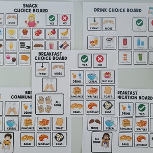 COPIE PHYSIQUE : Food Communication Choice Board | Photos de nourriture | Aide visuelle | Tableau de choix | Comportement | Carte de tâche | Autisme | D'abord, ensuite