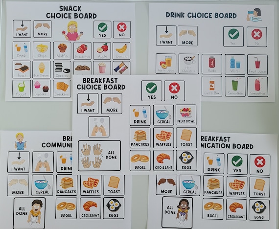 PHYSICAL COPY: Food Communication Choice Board | Food Pictures | Visual Aid | Choice Board | Behavior | Task Card | Autism | First Then