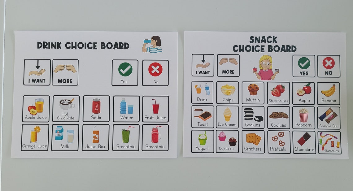 PHYSICAL COPY: Food Communication Choice Board | Food Pictures | Visual ...