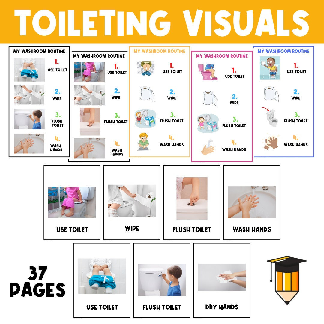 Boy Bathroom Routine, Flash Cards ,schedule Potty Training, Reward Chart  Poster, Cards for Communication, Digital Download Printable 