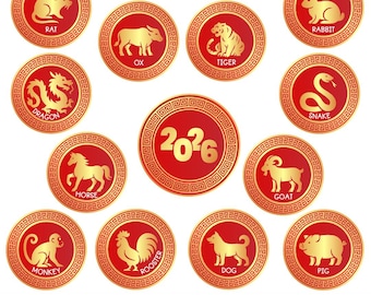 Tableau d'affichage imprimable | Posters du zodiaque chinois | Nouvel An lunaire | Affichage chinois | 2026