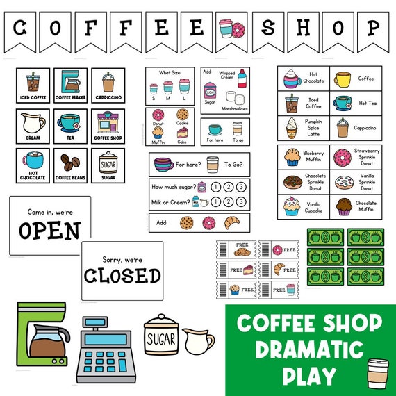 COFFEE SHOP | Dramatic Play | Shopping | Pretend Play | Preschool Toddler Activities | Homeschool | Busy Book | Daycare Printable | Bakery