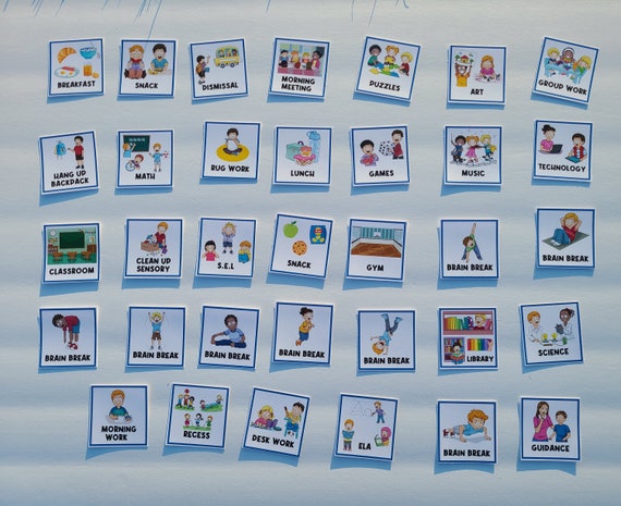 PHYSICAL COPY: 35 Picture Cards | Class Schedule | First Then Board | Visual Schedule | Behavior Chart | Task Card | Special Needs | Autism