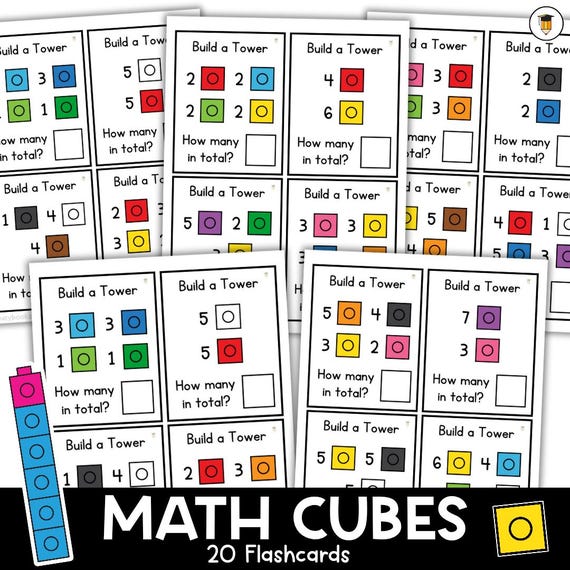 Math Cubes Flashcards | Counting | Building Blocks | Flashcards | STEM | Morning Activities | Fine Motor Activities | Hands On Learning |