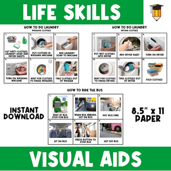 LIFE SKILLS | Adult Teen | First Then Board | Visual Aid | Visual Schedule | Task Card | Dementia | Alzheimer | Special Needs | Support Aids