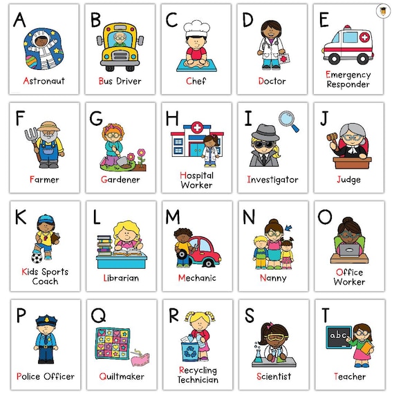 A to Z Community Helpers | Alphabet Posters | ABC Posters | Classroom Decor | ABC | Preschool | Kindergarten | Letters | Anchor Chart | Jobs