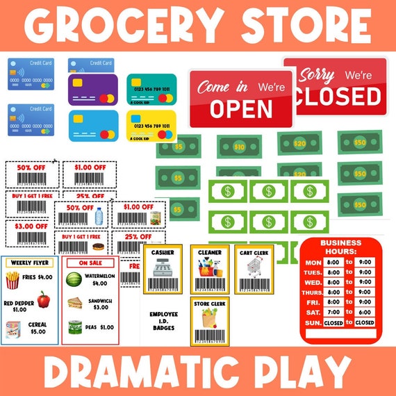 Grocery Store | Dramatic Play | Shopping | Pretend Play | Preschool and Toddler Activities, |  Homeschool | Busy Book | School Printable