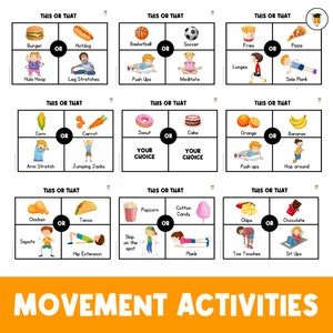 ISSO OU AQUILO: Exercícios Fitness | Exercícios infantis | Jogos de Ginástica | Atividades | Educação Física | Atividade de pausa de movimento | Pôster de condicionamento físico