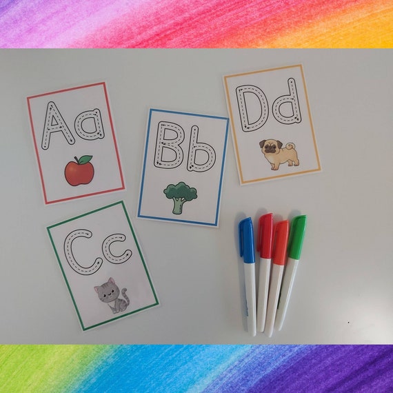 Alphabet Tracing Flashcards, Preschool Flash Cards, ABC Tracing, Write and Wipe, Busy Book, Kindergarten Writing, Instant Download