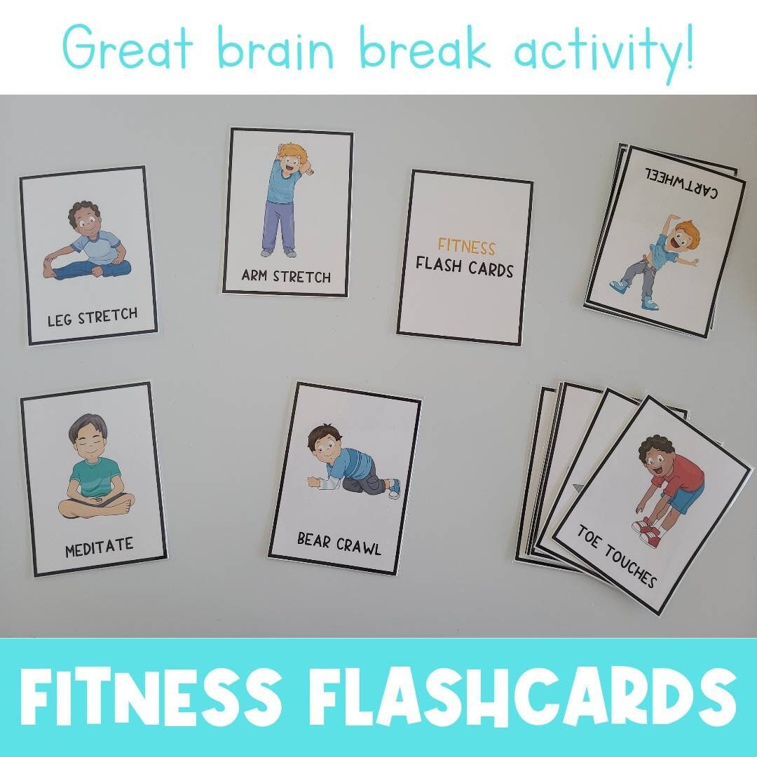 Fitness Flashcards Kids Exercises Flash Cards for Kids Yoga Activities  Physical Education Busy Book Movement Break Activity 