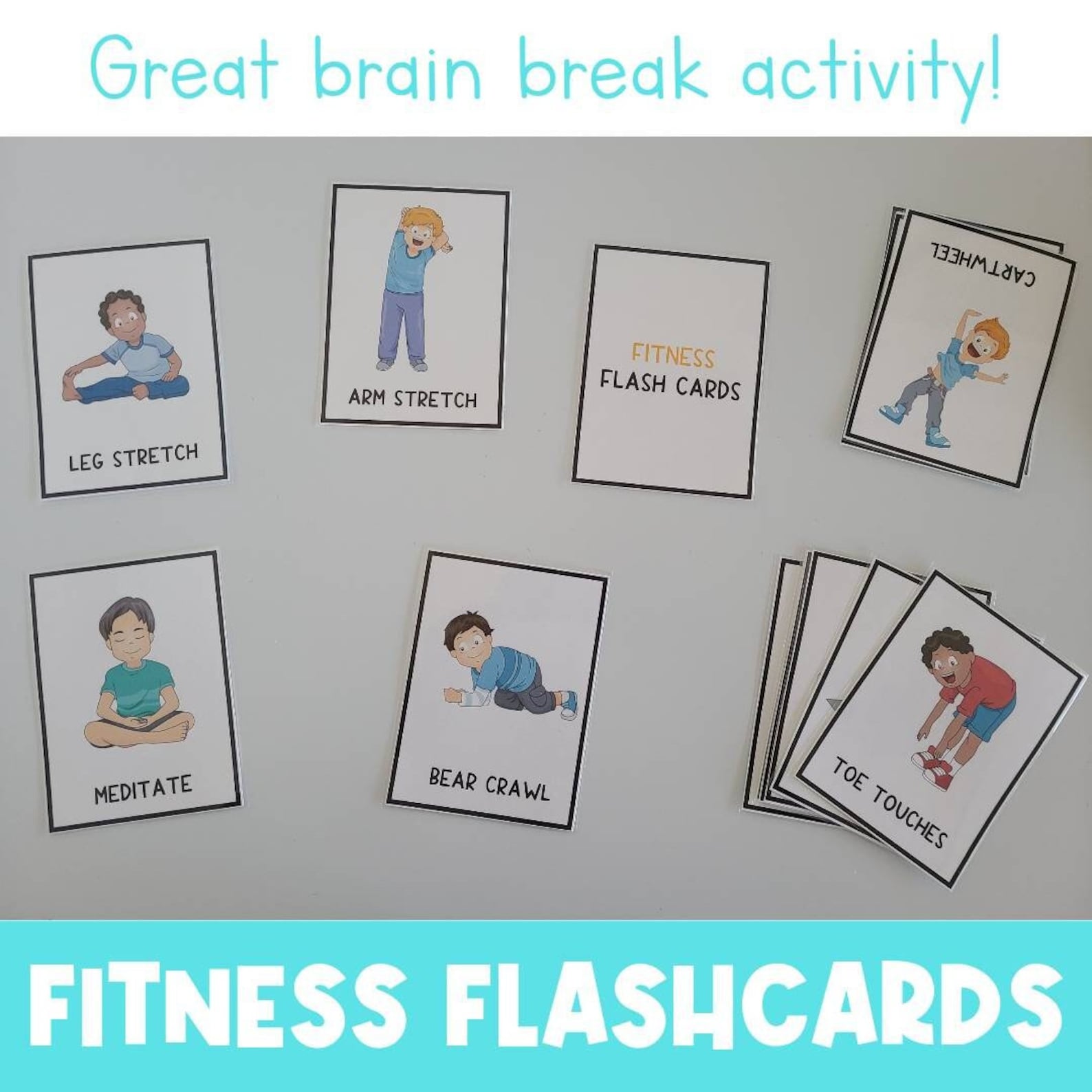 Fitness Flashcards | Kids Exercises | Flash Cards for Kids | Yoga ...