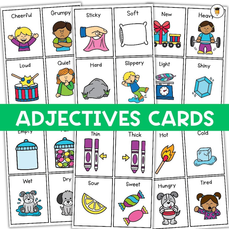 50 Adjectives Flashcards | Parts of Speech | Writing Flashcards | Word
