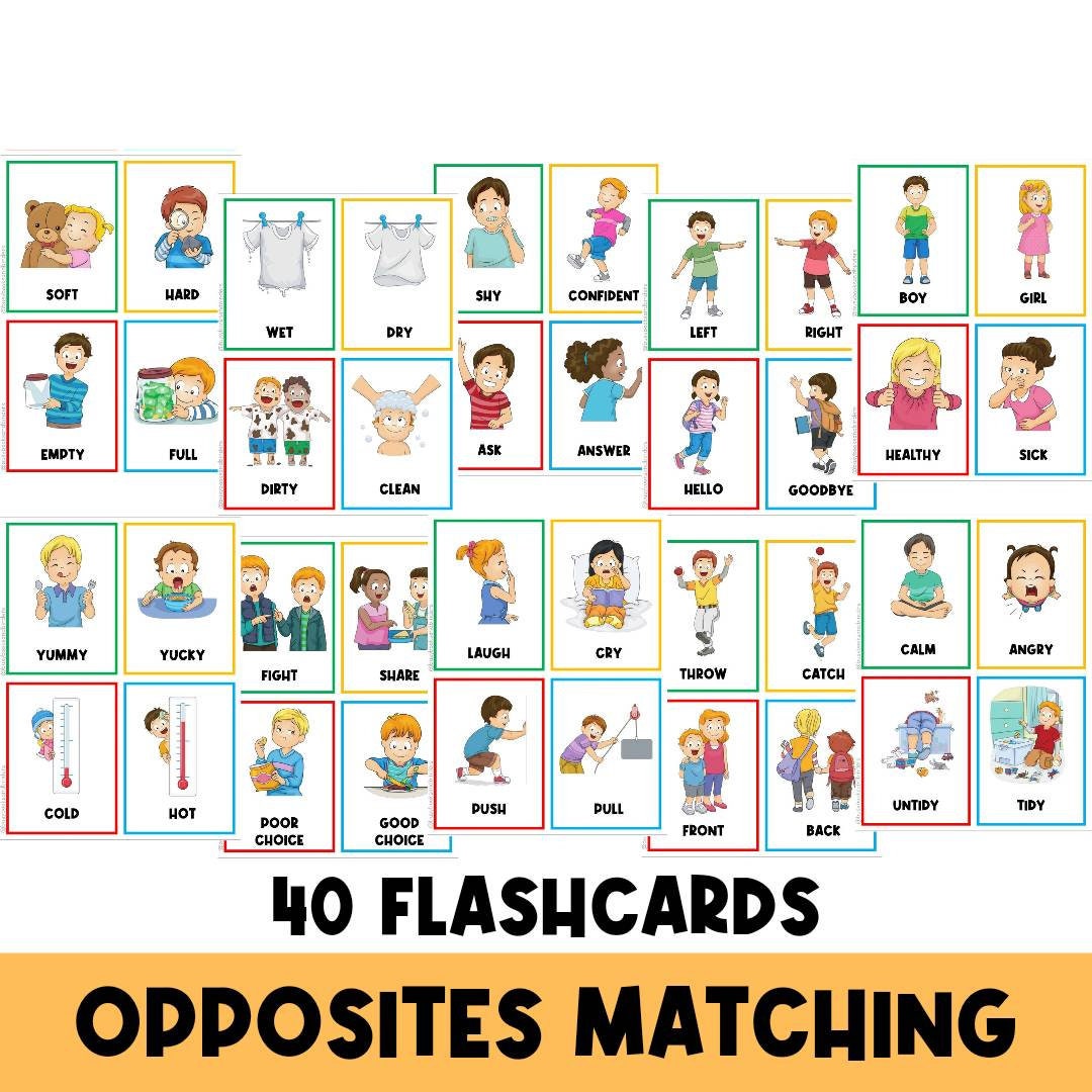 Opposites Flash Cards | Vocabulary | Parts of Speech | Positional Words ...