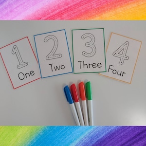 Numbers Tracing Flashcards, Preschool Flash Cards, 123 Tracing, Number Tracing, Busy Book, Kindergarten Writing, Instant Download