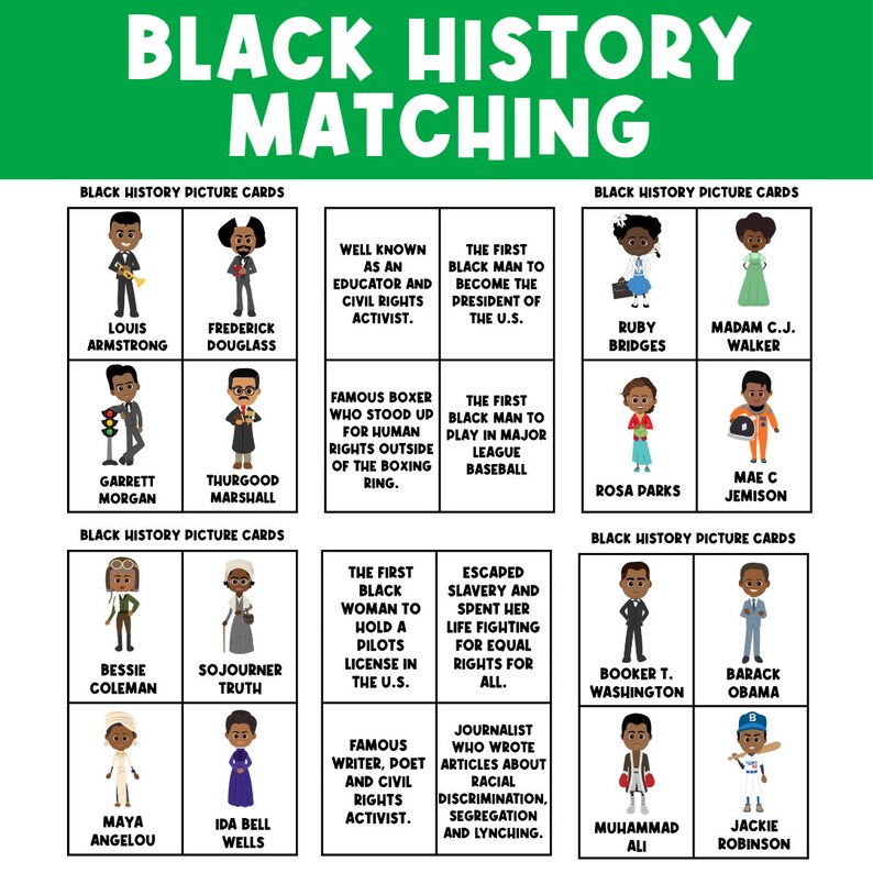 Black History Flashcards Black History Worksheets Etsy