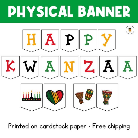 PHYSICAL COPY: Happy Kwanzaa | Kwanzaa Bulletin Board Display | Black History Decor | African American History |  Banner | Kwanzaa Sign