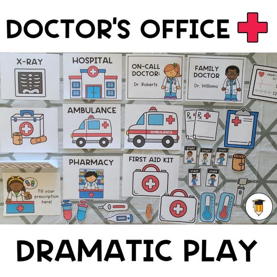 Doctors Office Dramatic Play | Learning | Medical Pretend Play | Preschool Toddler Activities | Homeschool | Busy Book | School Printable
