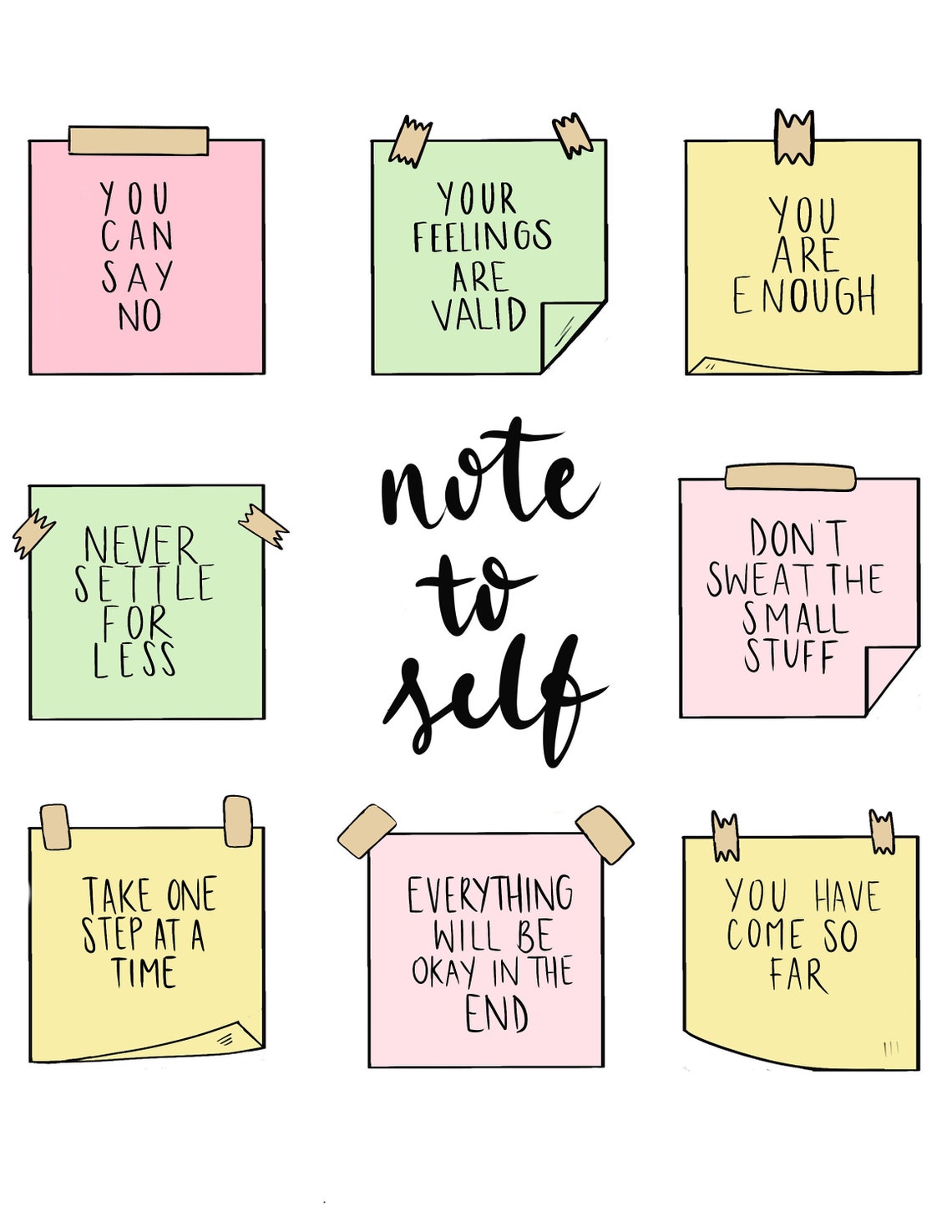 Note to Self Digital Print Wall Art Positive Quotes Decorative Sign ...