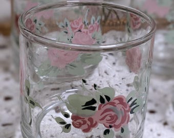 Set di 4 bicchieri vintage Roseland by Gibson Designs, fuori produzione, per succhi o acqua.