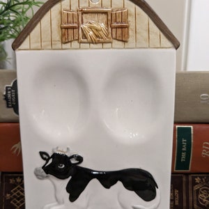Vintage, Cow Design, ceramic crafted Spoon Rest - Very Unique - Collectible