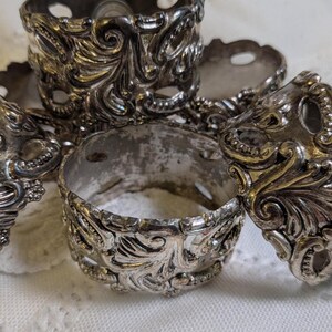 Godinger Silver Art Co Baroque Rococo LTD Set of 6 Napkin Rings GSA Holders