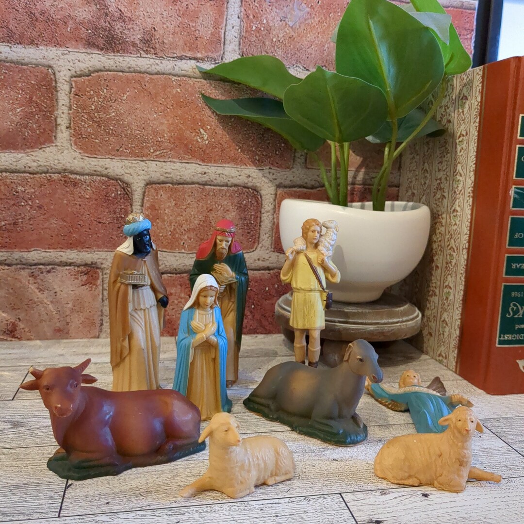 Plastic Vintage 9 Piece Nativity Set Hong Kong Etsy