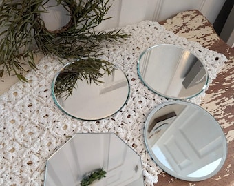 Vintage beveled craft candle display mirrors set of 4