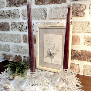 Anchor Hocking Berwick "Boopie" vintage clear knobbed glass candle holder pair