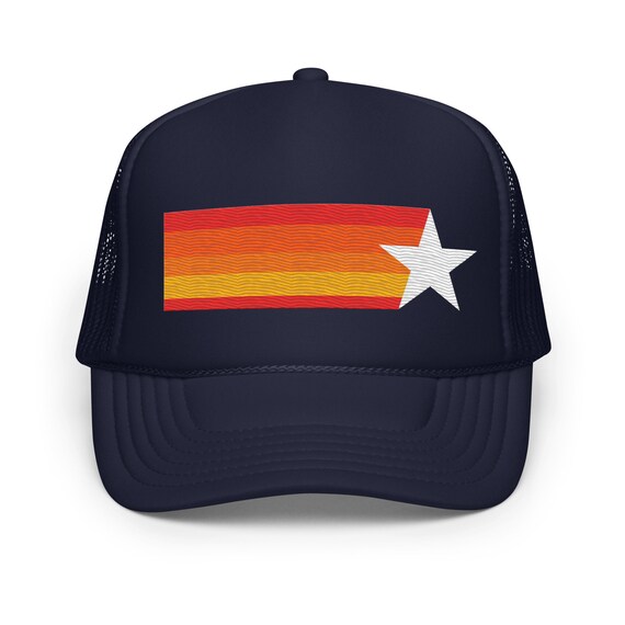 Houston Embroidered Rainbow Stripe Foam Trucker Hat Houston Astros Retro Astros Etsy