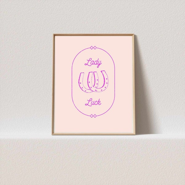 Lady Luck PRINTABLE Wall Art Digital Download Pink