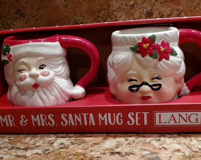 Lang Christmas Mr. & Mrs. Santa Ceramic Hand Painted Mug Set. Etsy
